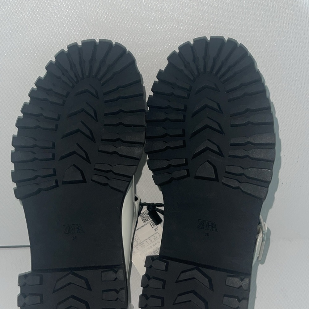 Zara White and Black T Straps Chunky Loafers NWT - Picture 7 of 11